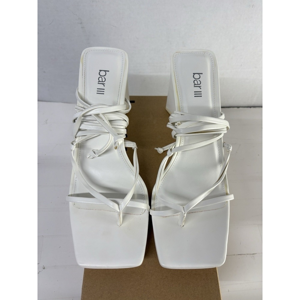 Bar lll Women's Auroraa White Tie Dress Heeled Sandals Gladiator Block Heel 10M - Picture 5 of 9